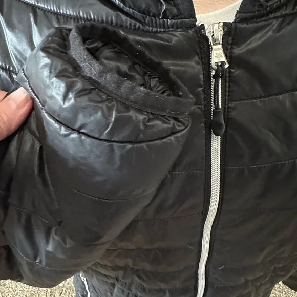 Tek Gear Warm Tek Black Jacket Quilted Puffer Coat Women’s Large Hood Sz L - Picture 3 of 9